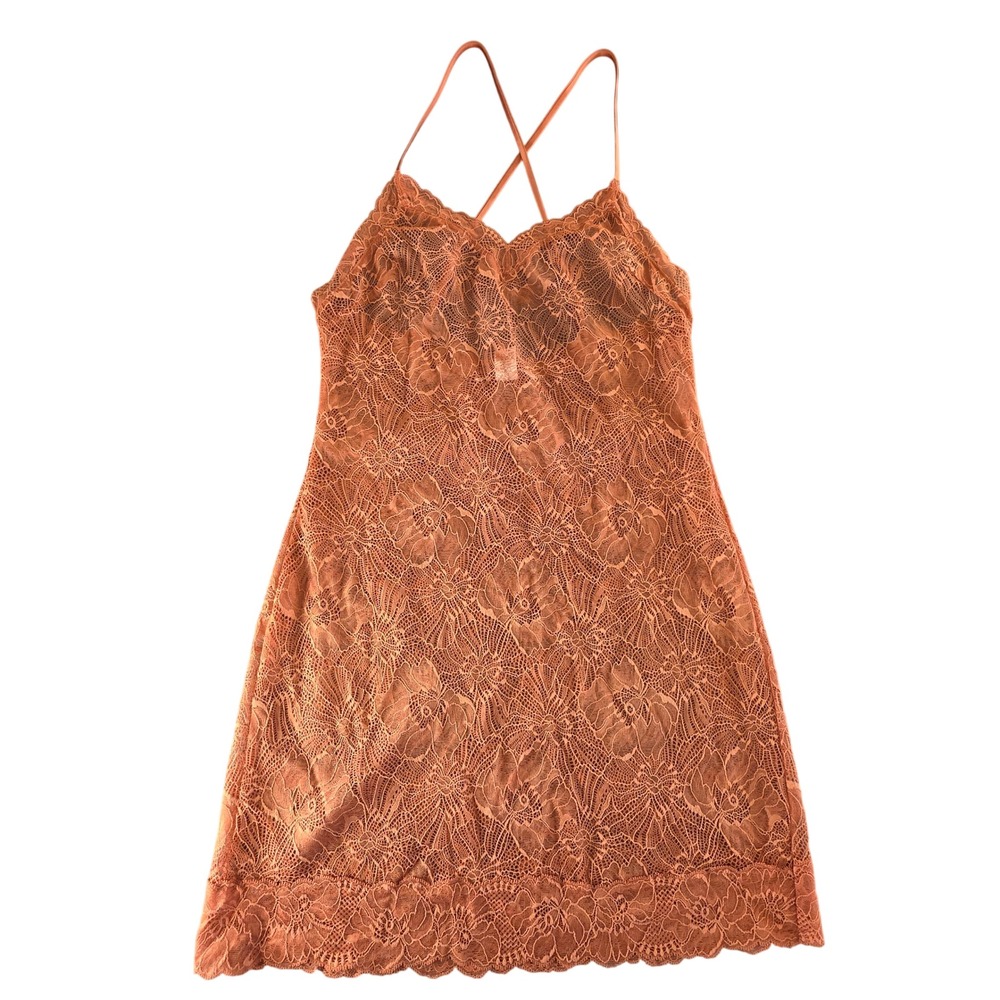 Victoria's‎ Secret Rust Orange Floral Lace Slip Dress Unlined Medium 765434-QAX